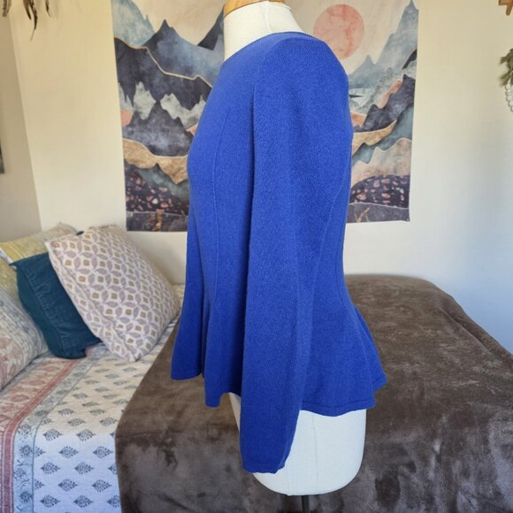 Antonio Melani 100% Cashmere Peplum Sweater Women’s Small Blue Long Sleeve Soft - Picture 9 of 12